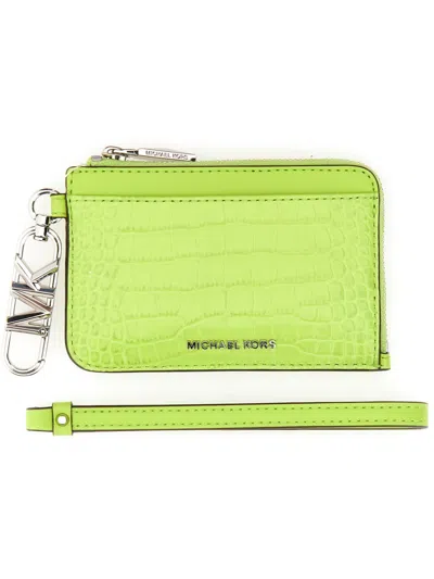 Michael Michael Kors Michael By Michael Kors Leather Credit Card Holder In Green