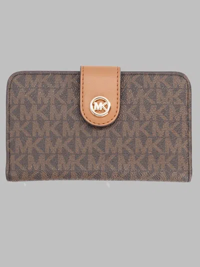 Michael Michael Kors Michael By Michael Kors Logo Print Trifold Wallet, 8.2 Cm X 12.7 Cm X 1.3 Cm In Brown