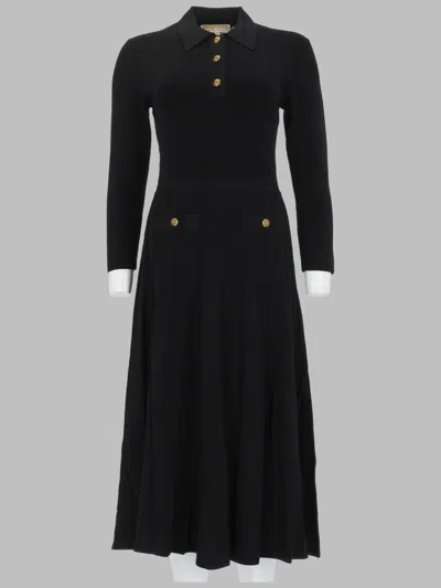 Michael Michael Kors Michael By Michael Kors Long Sleeve Pleated Midi Dress In Black