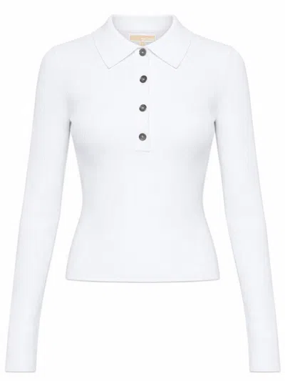Michael Michael Kors Michael By Michael Kors Long Sleeved Polo Shirt In White