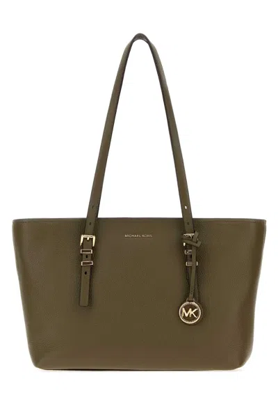 Michael Michael Kors Michael By Michael Kors Medium Quinn Leather Shopping Handbag In Blue