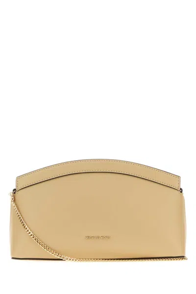 Michael Michael Kors Michael By Michael Kors Mini Sand Leather Athena Clutch Bag In Beige O Tan
