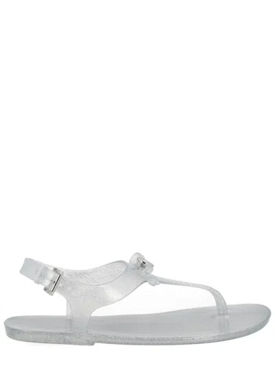 Michael Michael Kors Michael By Michael Kors Monogram Logo Sandal In Silver