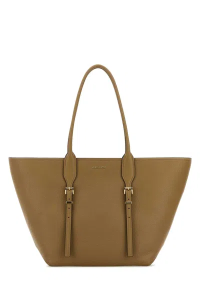 Michael Michael Kors Michael By Michael Kors Moore Shopping Handbag In Calf Leather In Beige O Tan