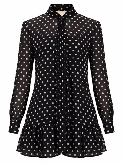 Michael Michael Kors Michael By Michael Kors Polka Dot Mini Dress In Black
