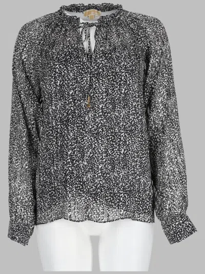 Michael Michael Kors Michael By Michael Kors Printed Tie-neck Blouse In Black