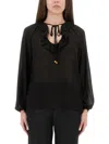 Michael Michael Kors Michael By Michael Kors Ruffle Blouse In Black