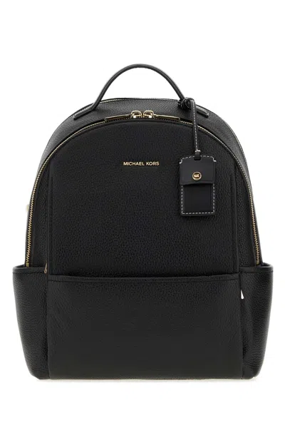 Michael Michael Kors Michael By Michael Kors Sable Leather Medium Backpack For Women, 25.5 Cm X 30 Cm X 11 Cm In Black