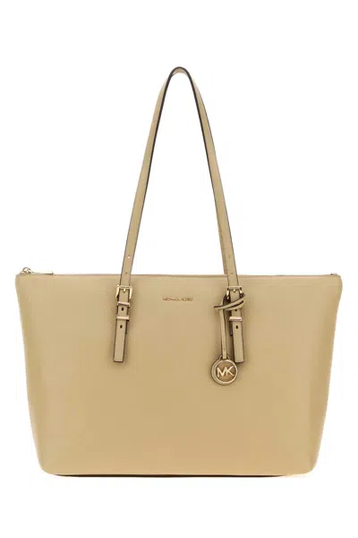 Michael Michael Kors Michael By Michael Kors Sand Leather Large Quinn Handbag In Brown