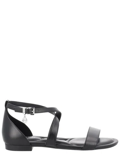 Michael Michael Kors Michael By Michael Kors Elegance Leather Sandals In Black