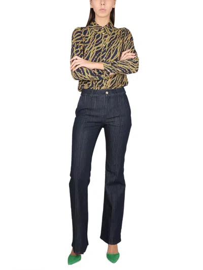 Michael Michael Kors Michael By Michael Kors Silk Blend Classic Collar Shirt In Blue