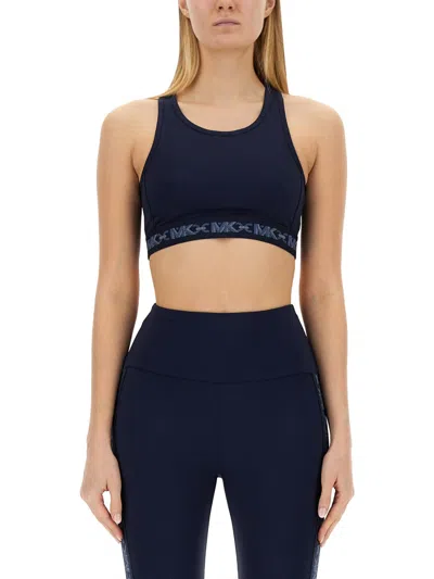 Michael Michael Kors Michael By Michael Kors Slim Fit Logo Top For Women In Blue