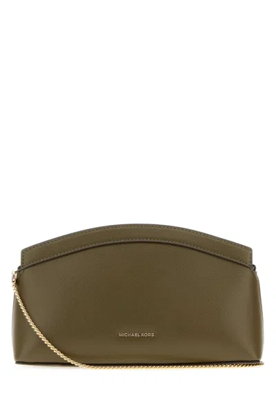 Michael Michael Kors Michael By Michael Kors Small Athena Leather Clutch With Adjustable Shoulder Strap In Green