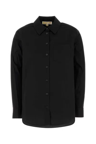 Michael Michael Kors Michael By Michael Kors Stretch Poplin Shirt With Striped Detail In Black