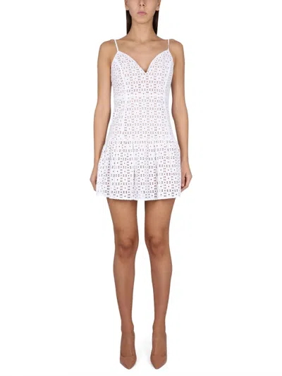 Michael Michael Kors Michael By Michael Kors Sweetheart Neckline Eyelet Mini Dress In White