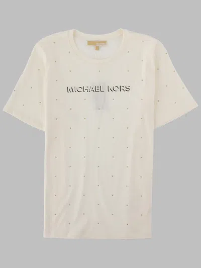 Michael Michael Kors Michael By Michael Kors T Shirt Con Logo E Strass In Neutral