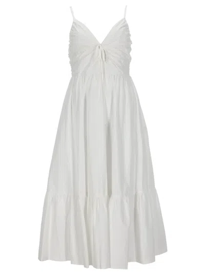 Michael Michael Kors Michael By Michael Kors V-neck Midi Dress In White