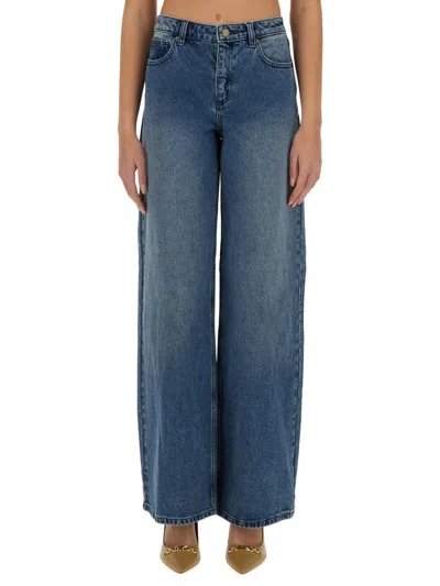Michael Michael Kors Michael By Michael Kors Wide Fit Straight Leg Jeans In Blue