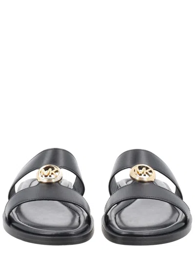 Michael Michael Kors Michael By Michael Kors Women's Leather Slide Sandals In Black