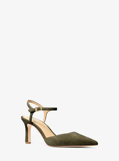 Michael Michael Kors Michael Kors Amara Suede Slingback Pump In Green