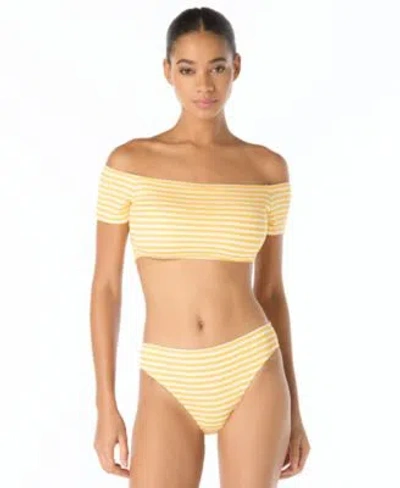 Michael Michael Kors Michael Kors Bandeau Top High Leg Bottom In Yellow
