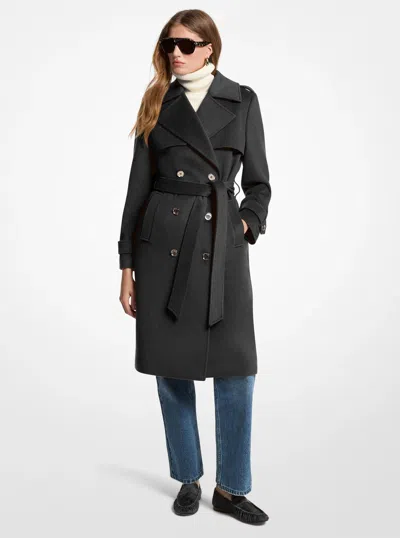 Michael Michael Kors Michael Kors Belted Wool Blend Coat In Black