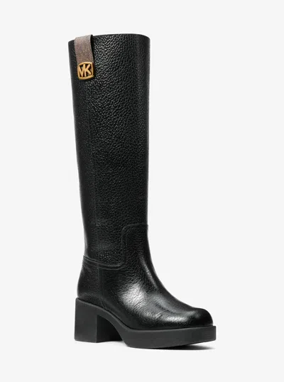 Michael Michael Kors Michael Kors Bryant Leather Platform Boot In Black