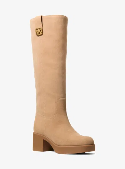 Michael Michael Kors Michael Kors Bryant Suede Platform Boot In Brown In Multi