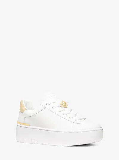 Michael Michael Kors Michael Kors Dottie Leather Platform Sneaker In Gold