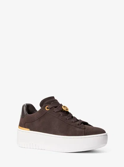 Michael Michael Kors Michael Kors Dottie Suede Platform Sneaker In Brown