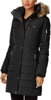 MICHAEL MICHAEL KORS MICHAEL KORS FAUX FUR TRIM DOWN PUFFER COAT-BLACK