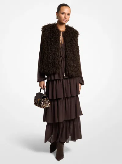 Michael Michael Kors Michael Kors Faux Shearling Vest In Brown