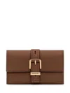 Michael Michael Kors Michael Kors Flap Buckle Detailed Trifold Wallet In Brown