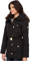 MICHAEL MICHAEL KORS MICHAEL KORS FUR TRIM HOODED DOWN COAT-BLACK