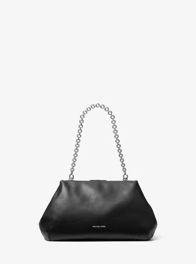 Michael Michael Kors Michael Kors Goldie Large Leather Clutch In Black