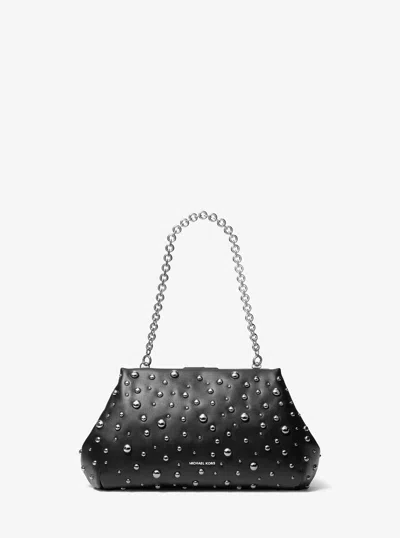 Michael Michael Kors Michael Kors Goldie Large Studded Leather Clutch In Black