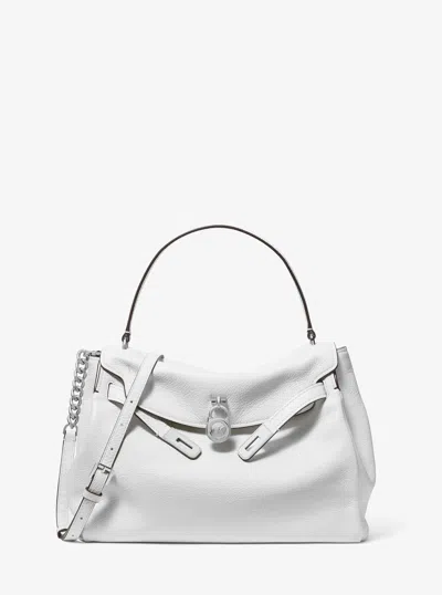 Michael Michael Kors Michael Kors Hamilton Moderne Large Textured Leather Satchel In White