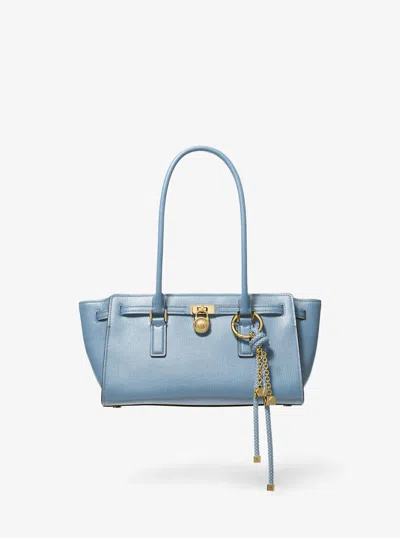 Michael Michael Kors Michael Kors Hamilton Moderne Small Leather Satchel In Blue