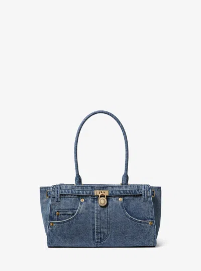 Michael Michael Kors Michael Kors Hamilton Moderne Small Washed Denim Satchel In Blue