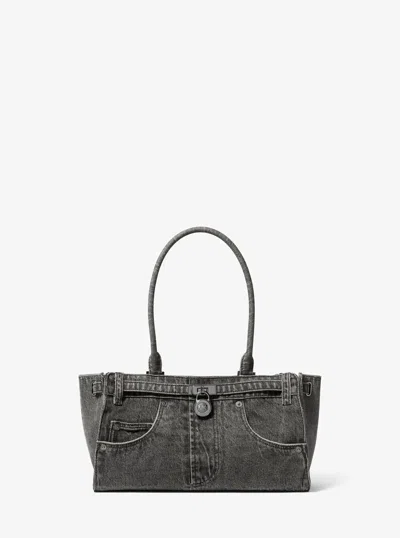 Michael Michael Kors Michael Kors Hamilton Moderne Small Washed Denim Satchel In Grey