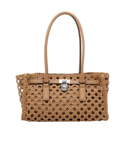 Michael Michael Kors Michael Kors Hamilton Woven Shoulder Bag In Brown