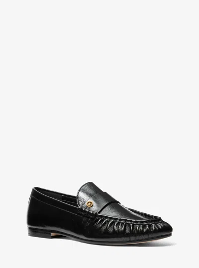 Michael Michael Kors Michael Kors Jennings Crinkled Leather Loafer In Black