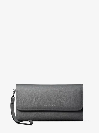 Michael Michael Kors Michael Kors Jet Set Medium Pebbled Leather Convertible Wristlet In Brown