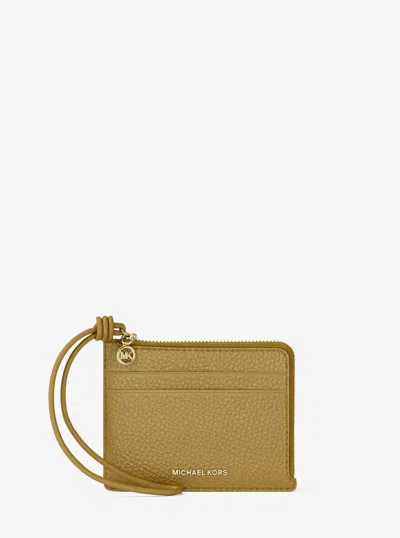 Michael Michael Kors Michael Kors Jet Set Small Pebbled Leather Card Case Wristlet In Green