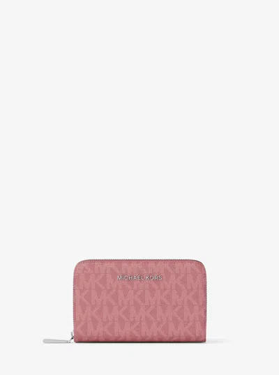 Michael Michael Kors Michael Kors Jet Set Small Signature Logo Wallet In Pink