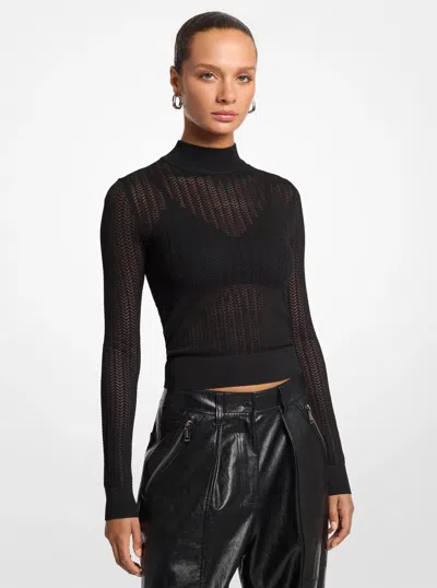 Michael Michael Kors Michael Kors Knit Sheer Sweater In Black