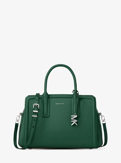 Michael Michael Kors Michael Kors Laila Medium Leather Satchel In Green