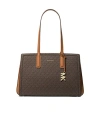 Michael Michael Kors Michael Kors Laila Medium Signature Logo Tote Bag In Brown