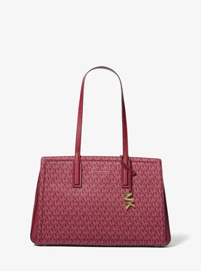 Michael Michael Kors Michael Kors Laila Medium Signature Logo Tote Bag In Red