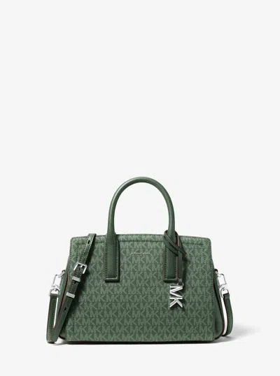 Michael Michael Kors Michael Kors Laila Small Signature Logo Satchel In Green